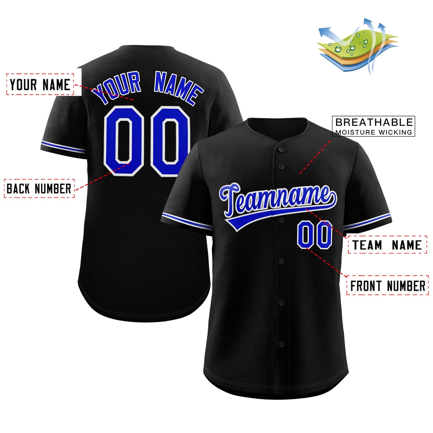 Custom Black Royal-White Classic Style Authentic Baseball Jersey Limited