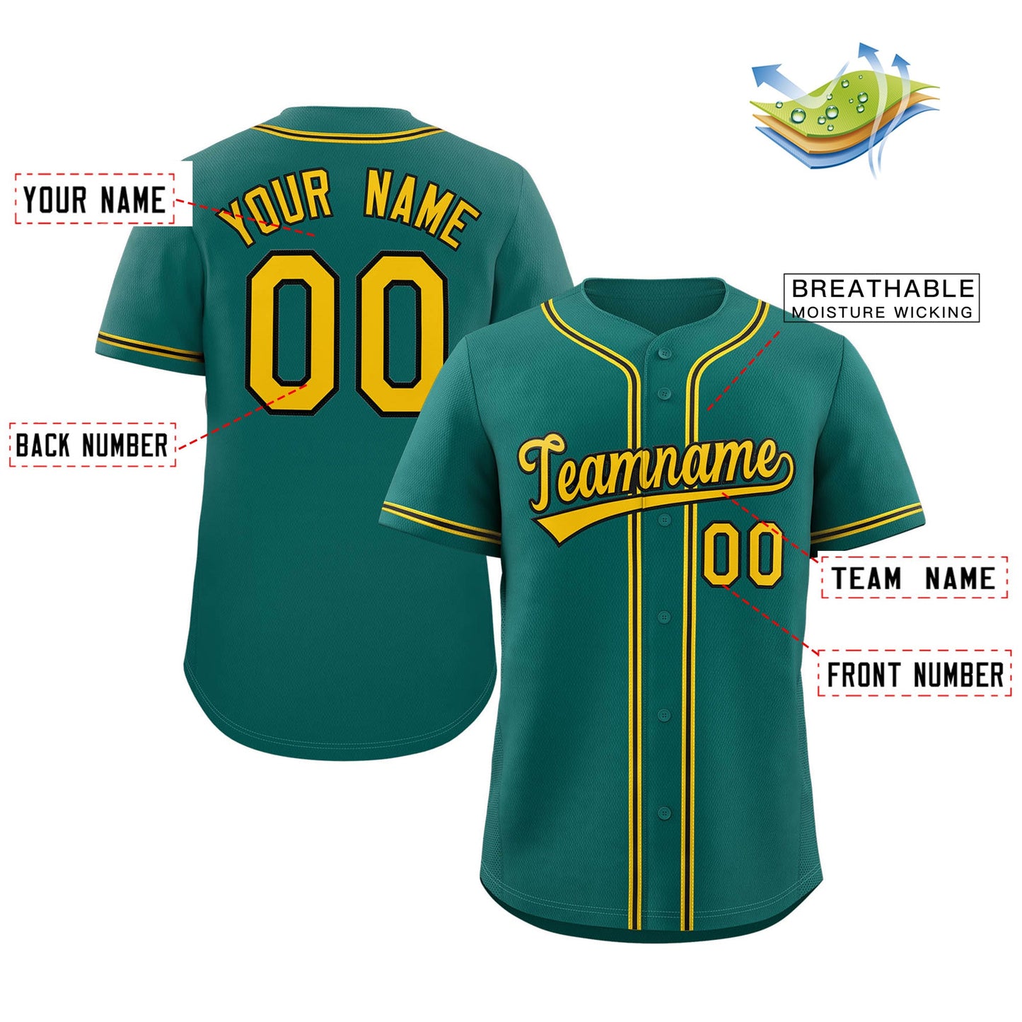 Custom Teal Yellow-Black Classic Style Authentic Baseball Jersey Limited