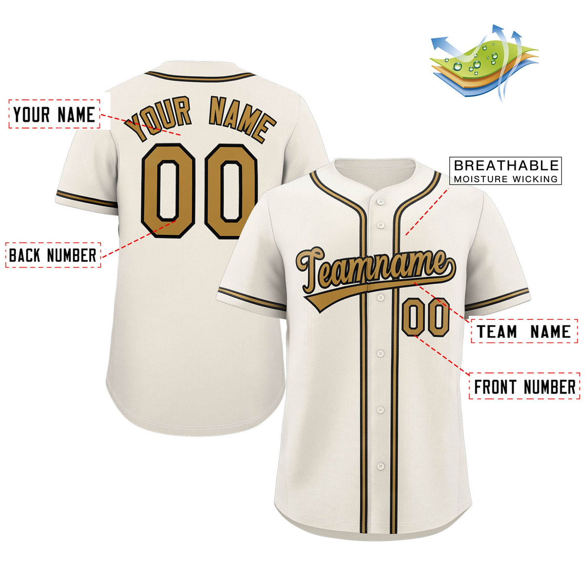 Custom Cream Old Gold-Black Classic Style Authentic Baseball Jersey Limited
