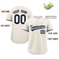 Custom Cream Navy Classic Style Authentic Baseball Jersey Limited