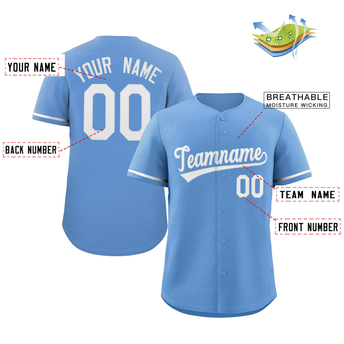 Custom Light Blue White Classic Style Authentic Baseball Jersey Limited