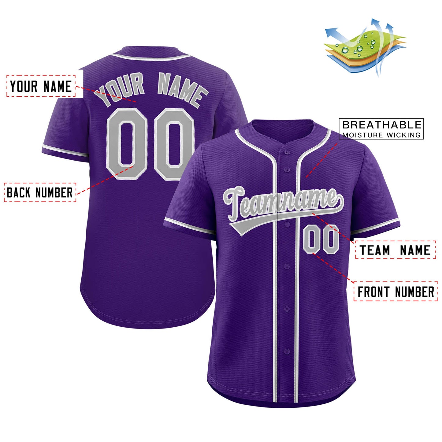 Custom Purple Gray-White Classic Style Authentic Baseball Jersey Limited