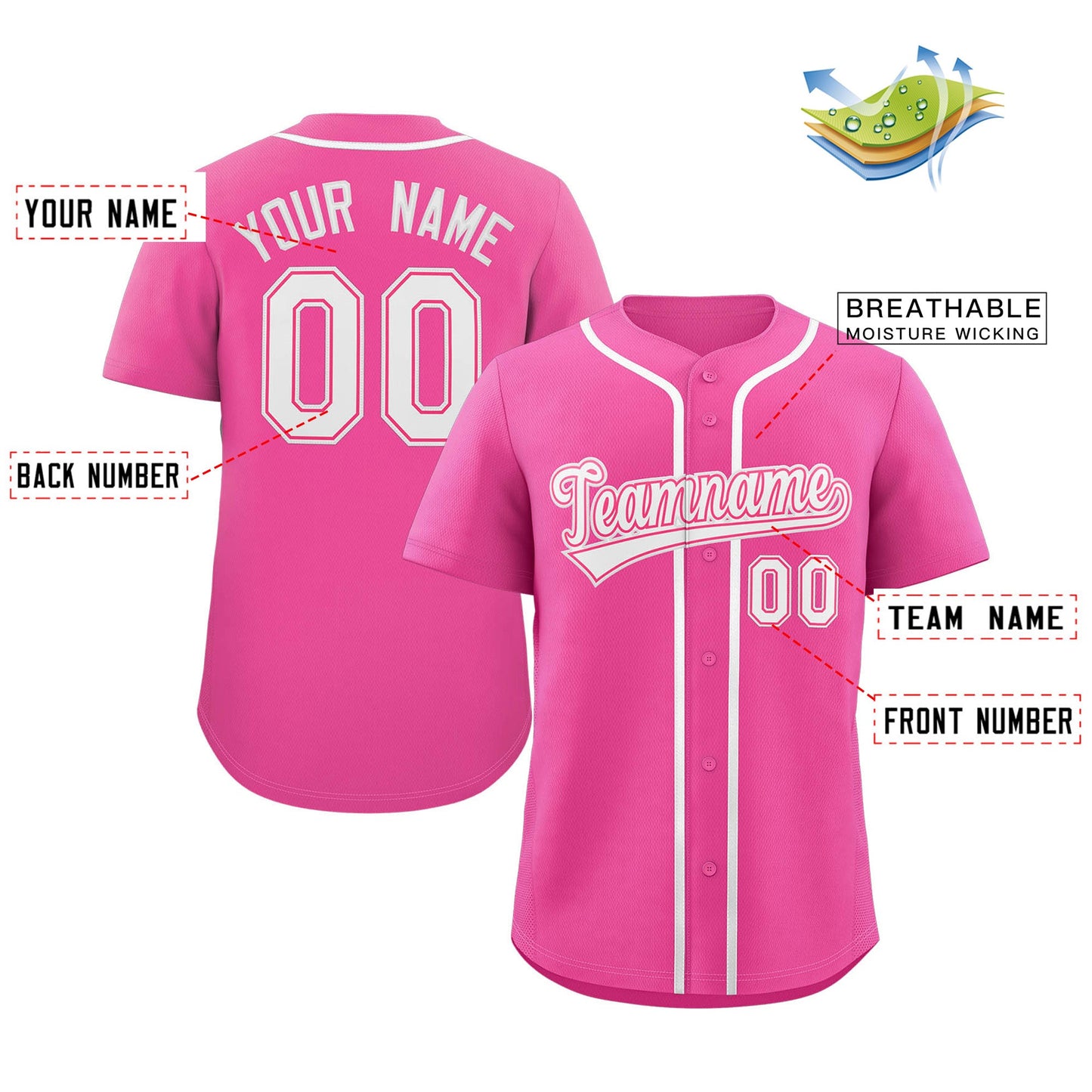 Custom Pink White-Pink Classic Style Authentic Baseball Jersey Limited