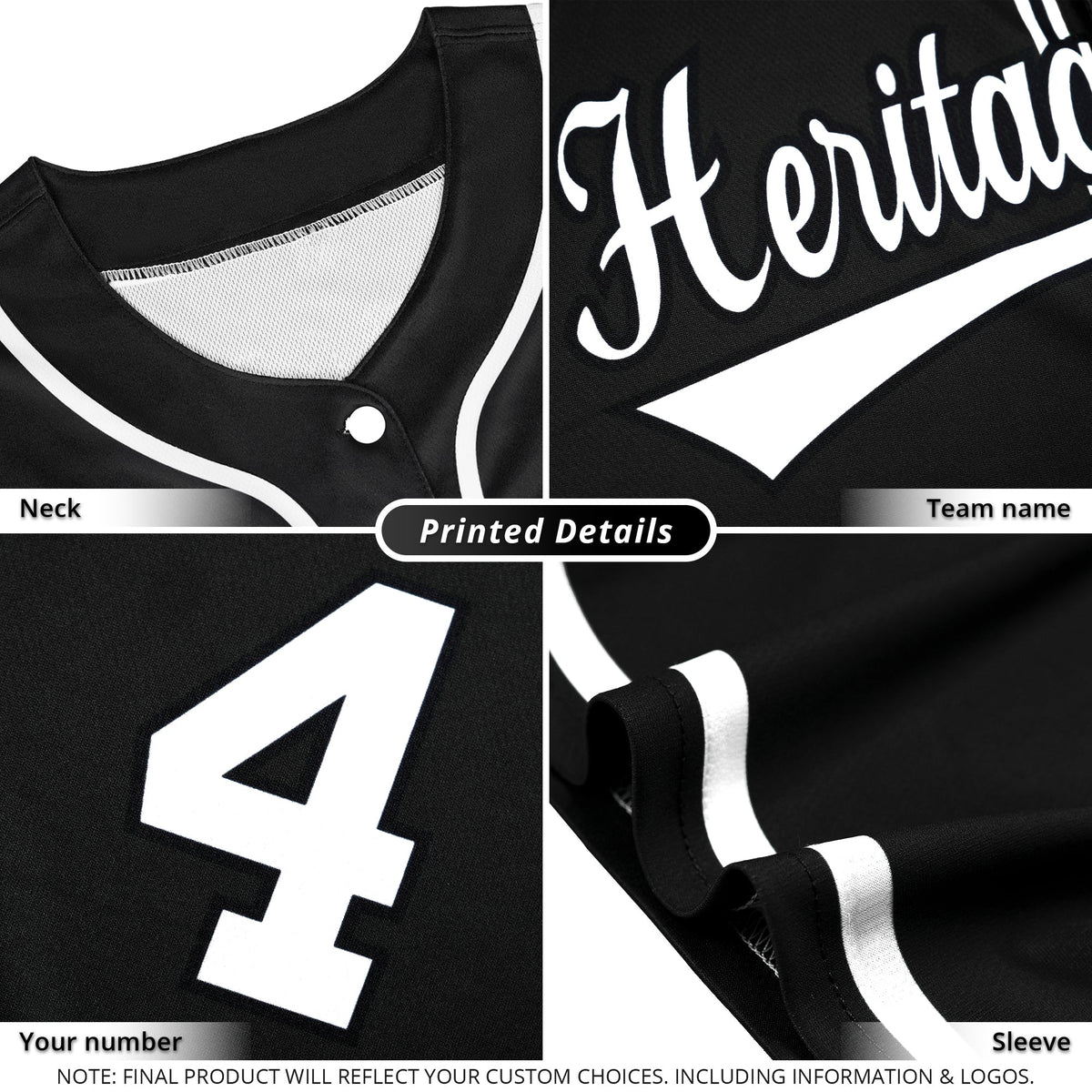 Custom Black White Classic Style Authentic Baseball Jersey Limited