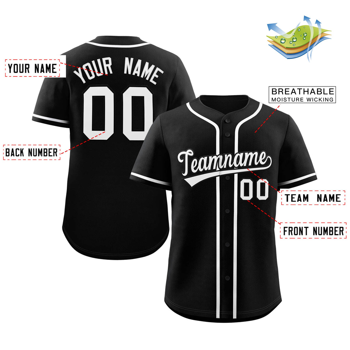 Custom Black White Classic Style Authentic Baseball Jersey Limited