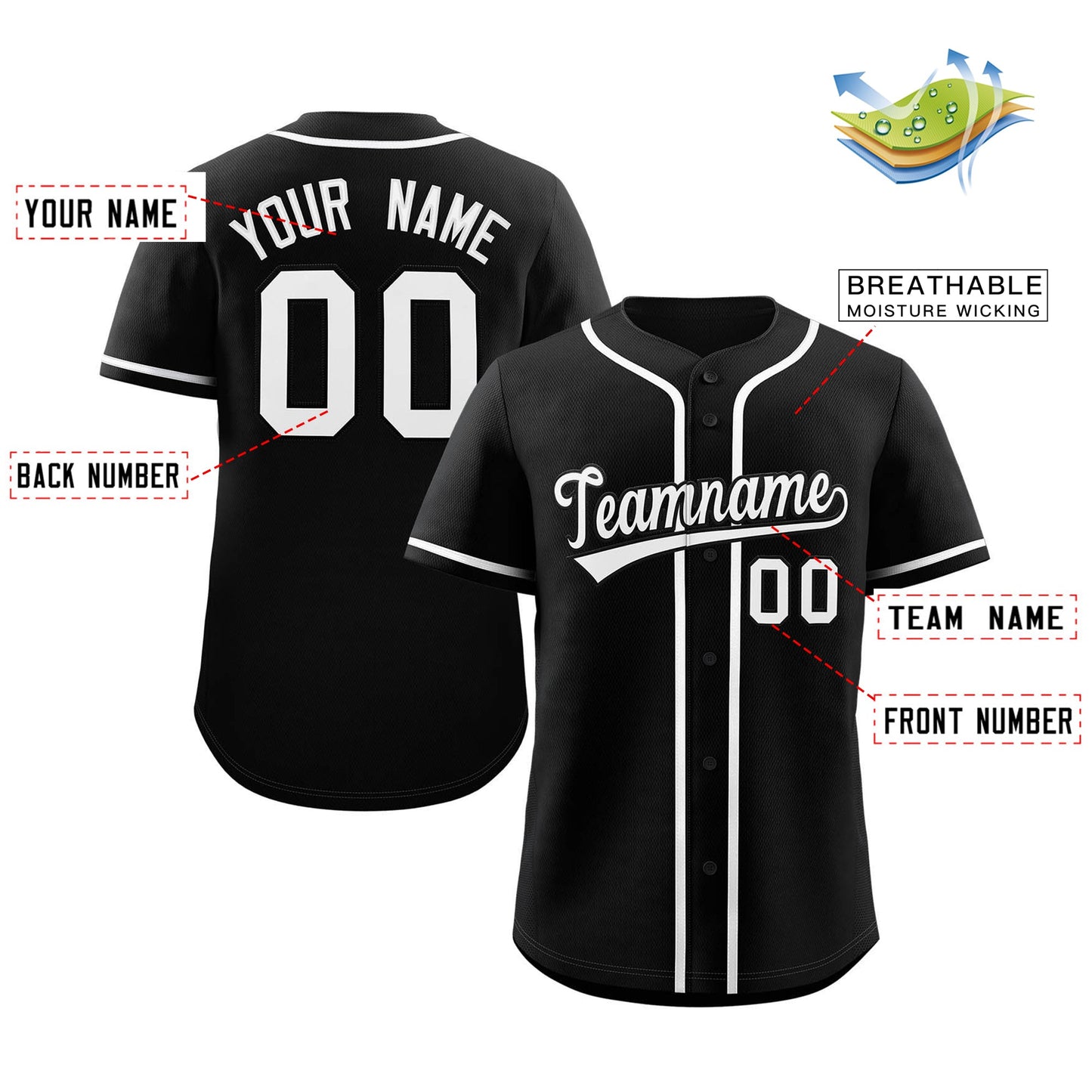 Custom Black White Classic Style Authentic Baseball Jersey Limited
