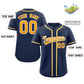 Custom Navy Yellow-White Classic Style Authentic Baseball Jersey Limited