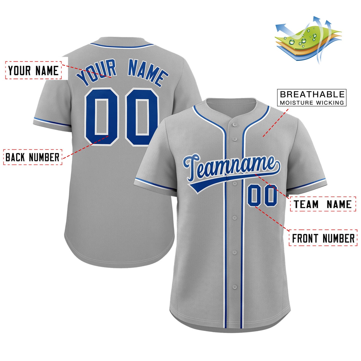 Custom Gray Royal-White Classic Style Authentic Baseball Jersey Limited