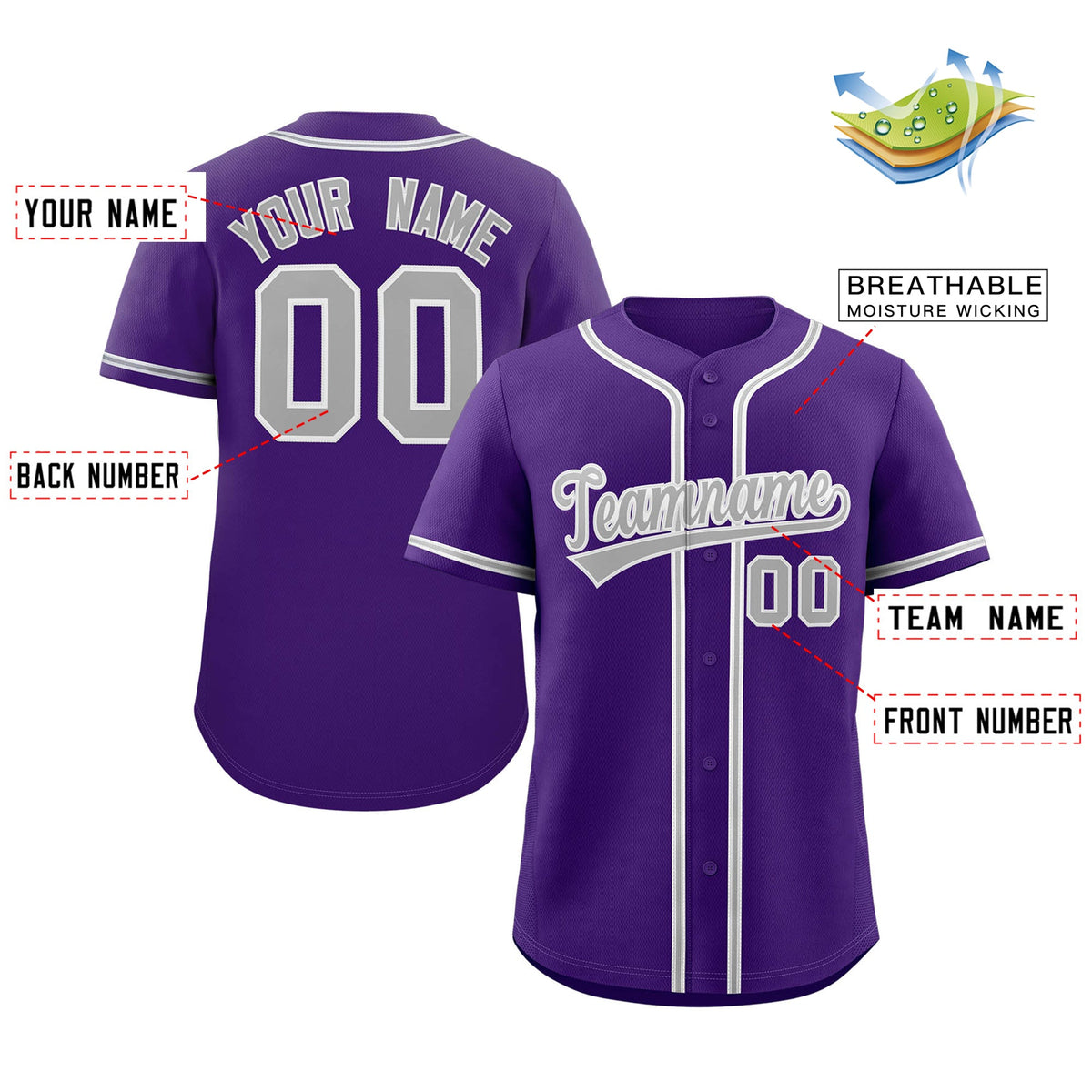 Custom Purple Gray-White Classic Style Authentic Baseball Jersey Limited
