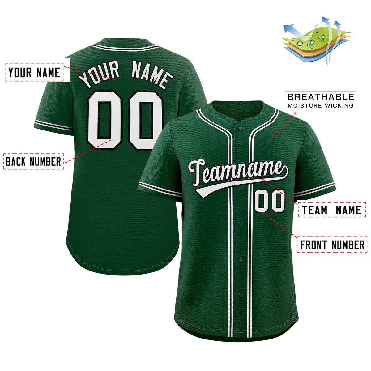 Custom Green White-Black Classic Style Authentic Baseball Jersey Limited