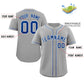 Custom Gray Royal-White Classic Style Authentic Baseball Jersey Limited