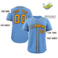 Custom Light Blue Yellow-Navy Classic Style Authentic Baseball Jersey Limited