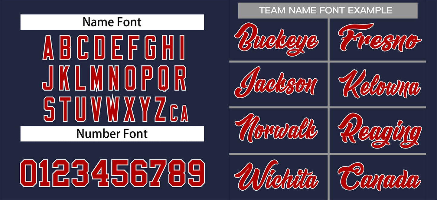 Custom Navy Red-Gray Classic Style Authentic Baseball Jersey Limited