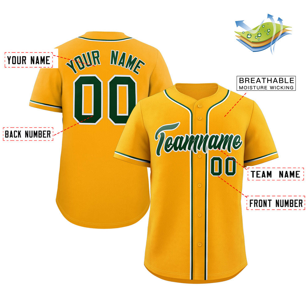Custom Yellow Green-White Classic Style Authentic Baseball Jersey Limited