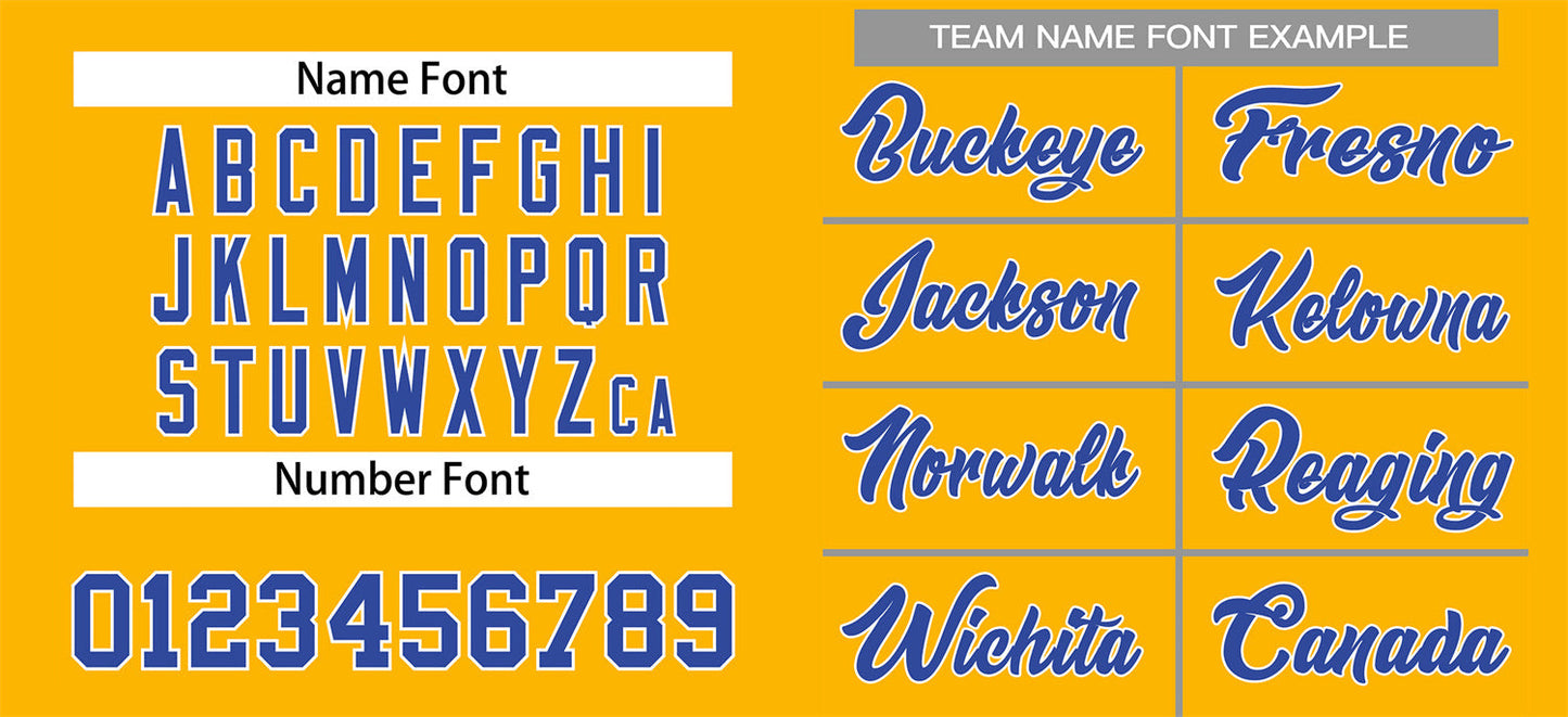 Custom Yellow Royal-White Classic Style Authentic Baseball Jersey Limited