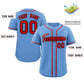 Custom Light Blue Red-Black Classic Style Authentic Baseball Jersey Limited