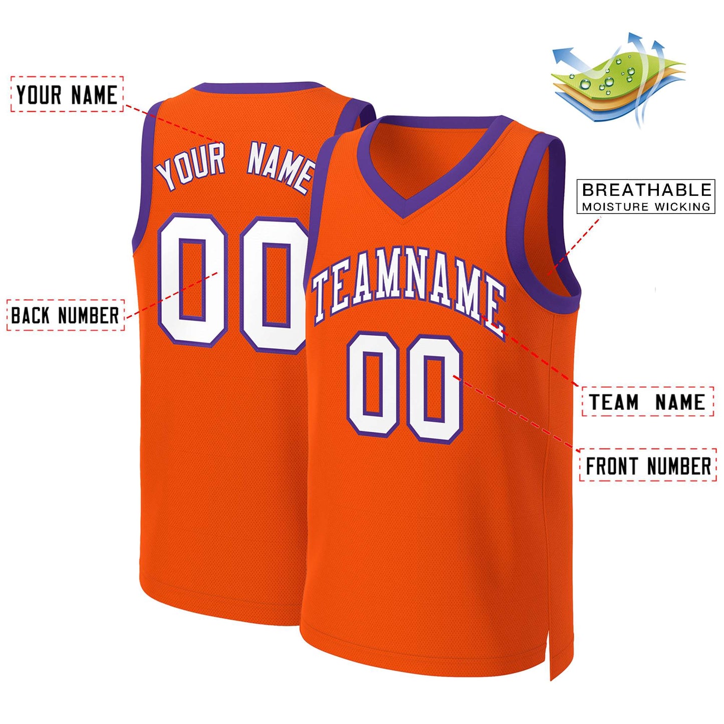 Custom Orange White-Purple Classic Tops Basketball Jersey Limited