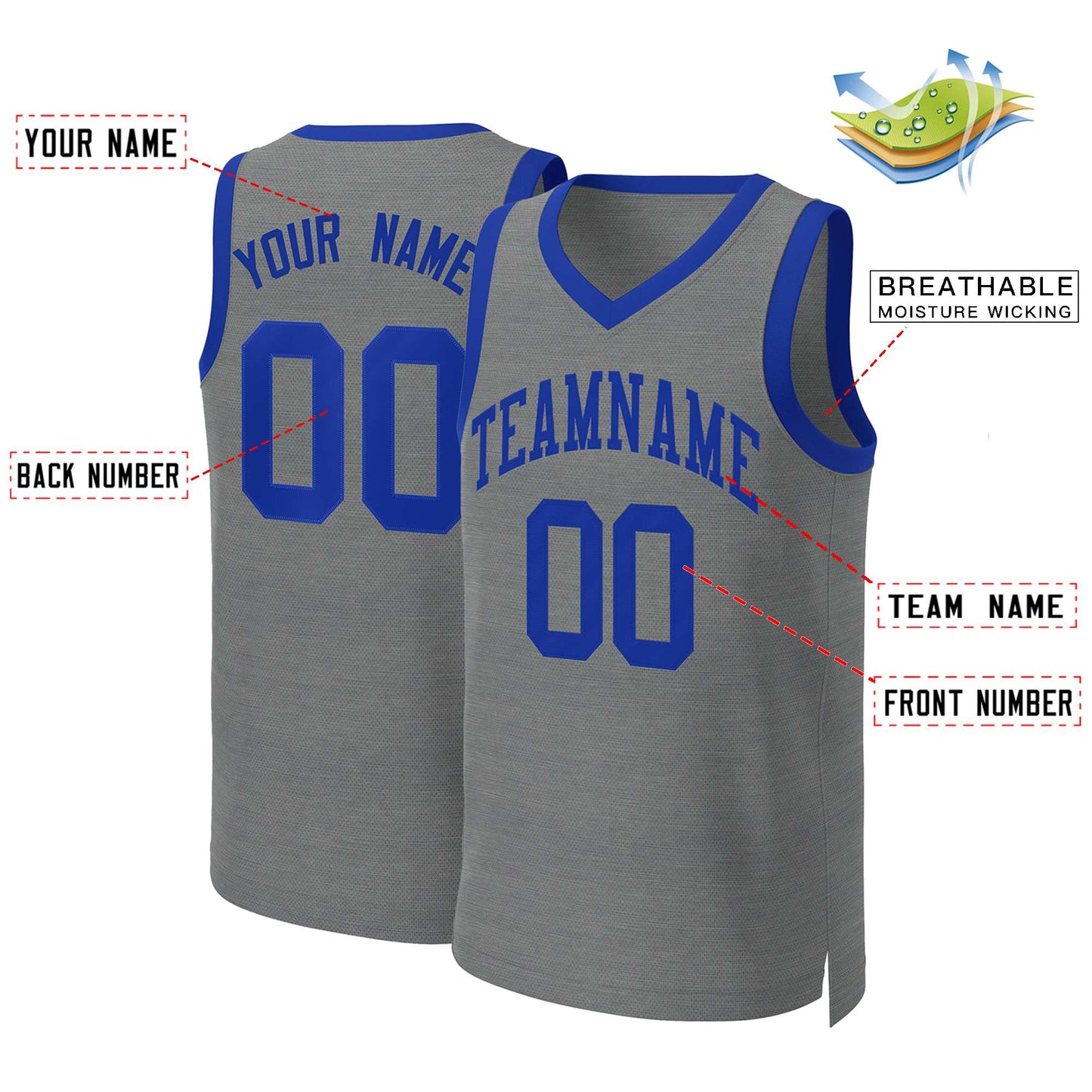 Custom Dark Gray Royal Classic Tops Basketball Jersey Limited