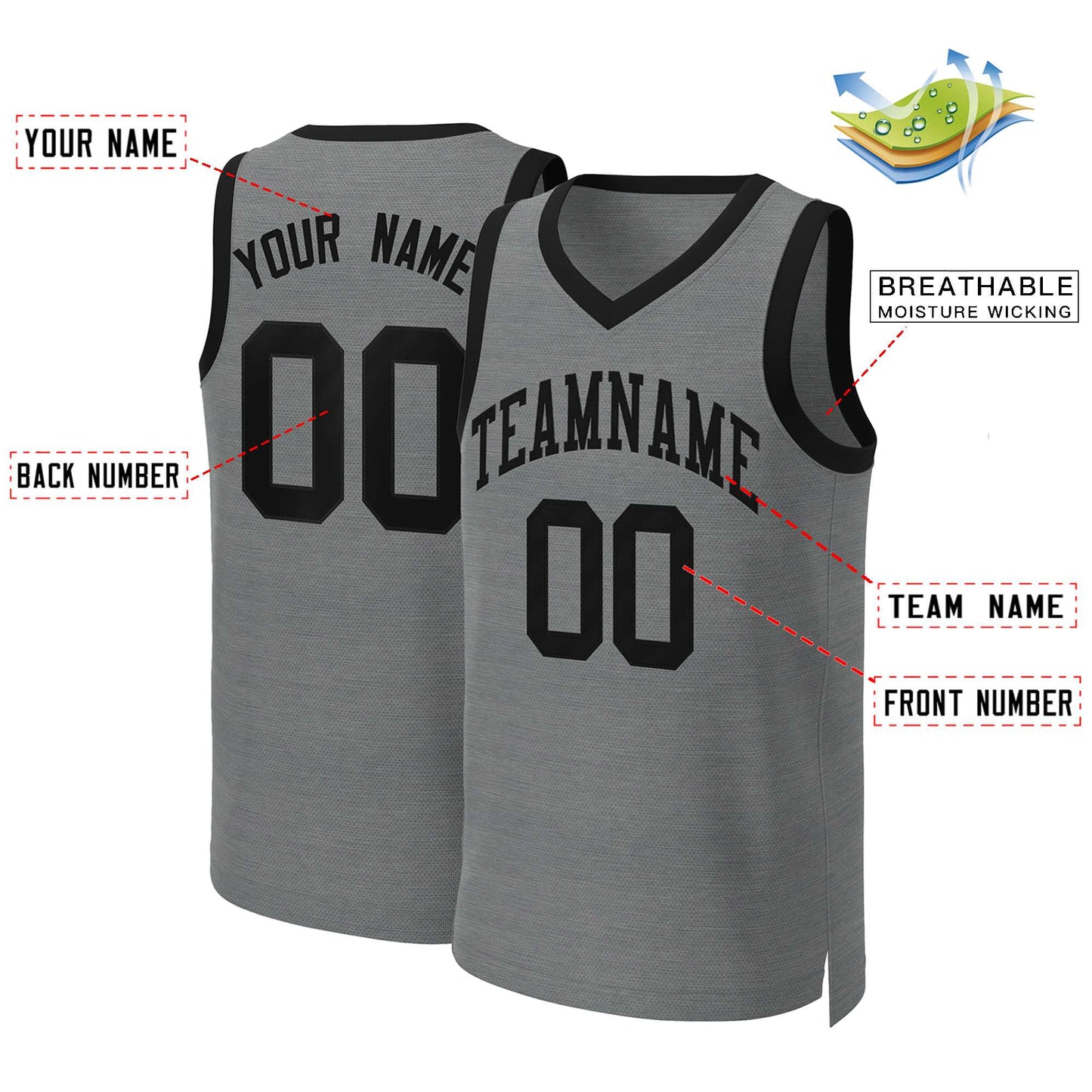 Custom Dark Gray Black Classic Tops Basketball Jersey Limited