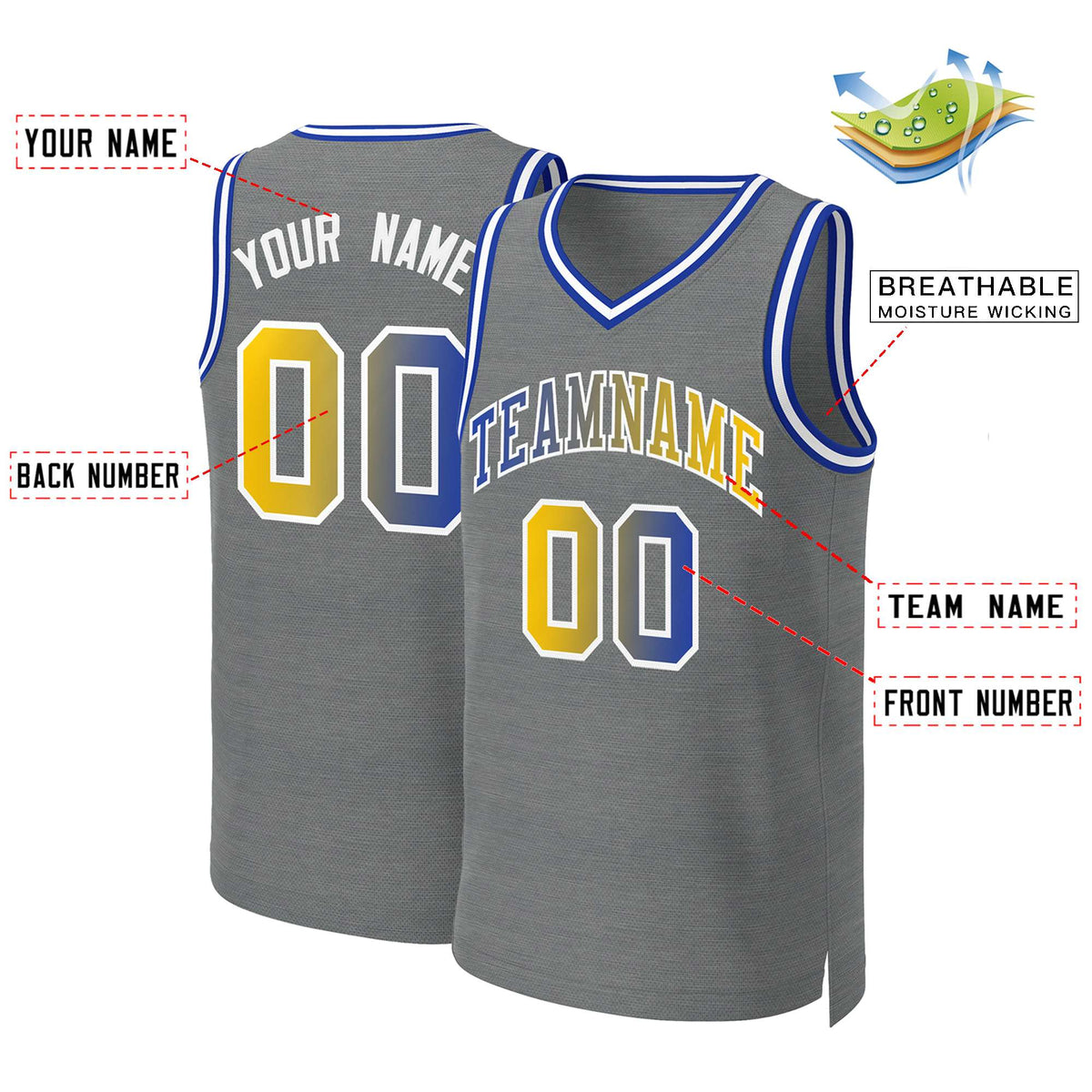 Custom Dark Gray Royal-White Classic Gradient Fashion Tops Basketball Jersey Limited
