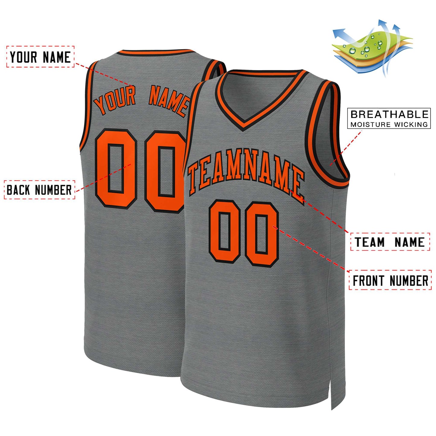 Custom Dark Gray Orange-Black Classic Tops Basketball Jersey Limited