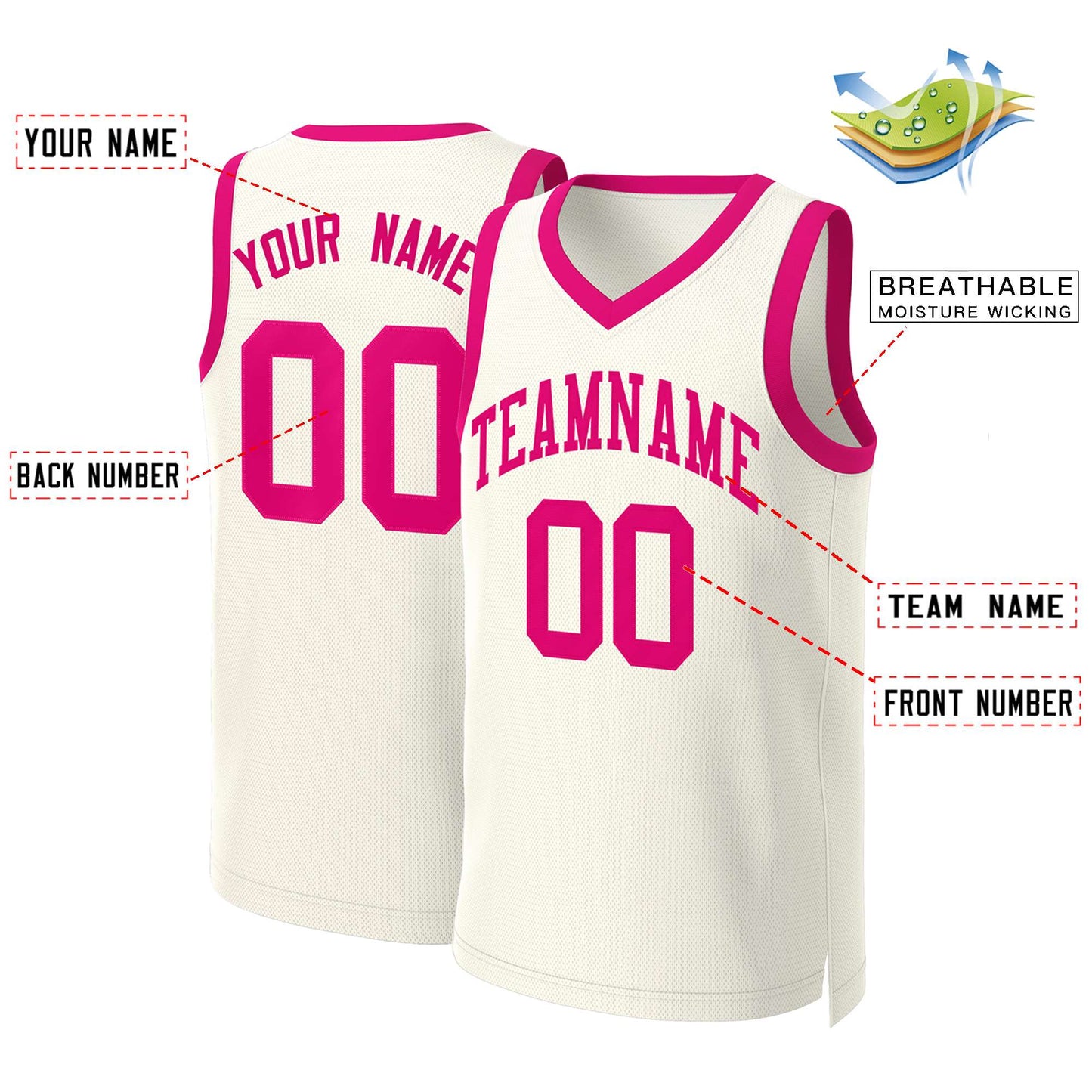 Custom Khaki Pink Classic Tops Basketball Jersey Limited