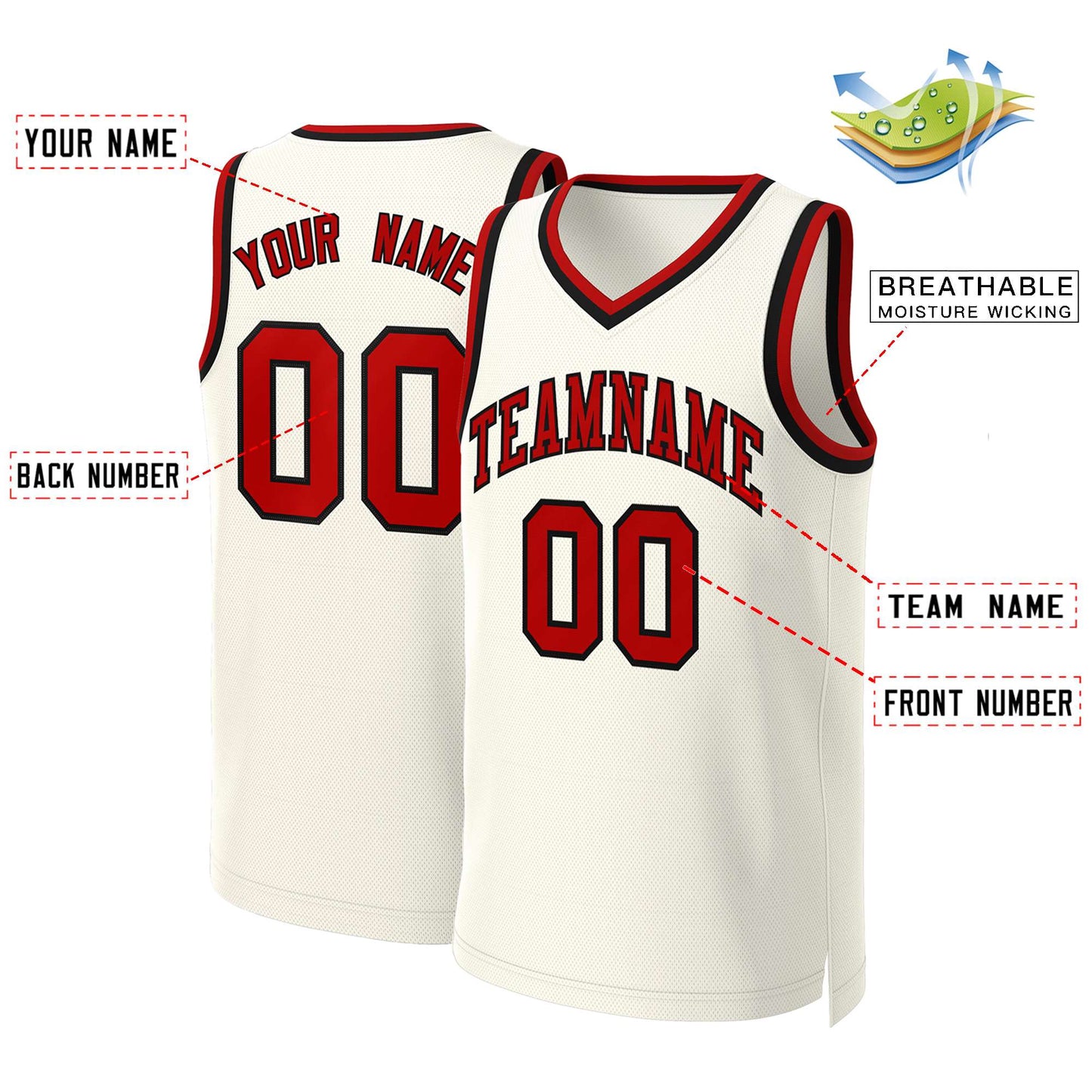 Custom Khaki Red-Black Classic Tops Basketball Jersey Limited