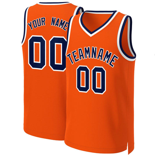 Custom Orange Navy-White Classic Tops Basketball Jersey