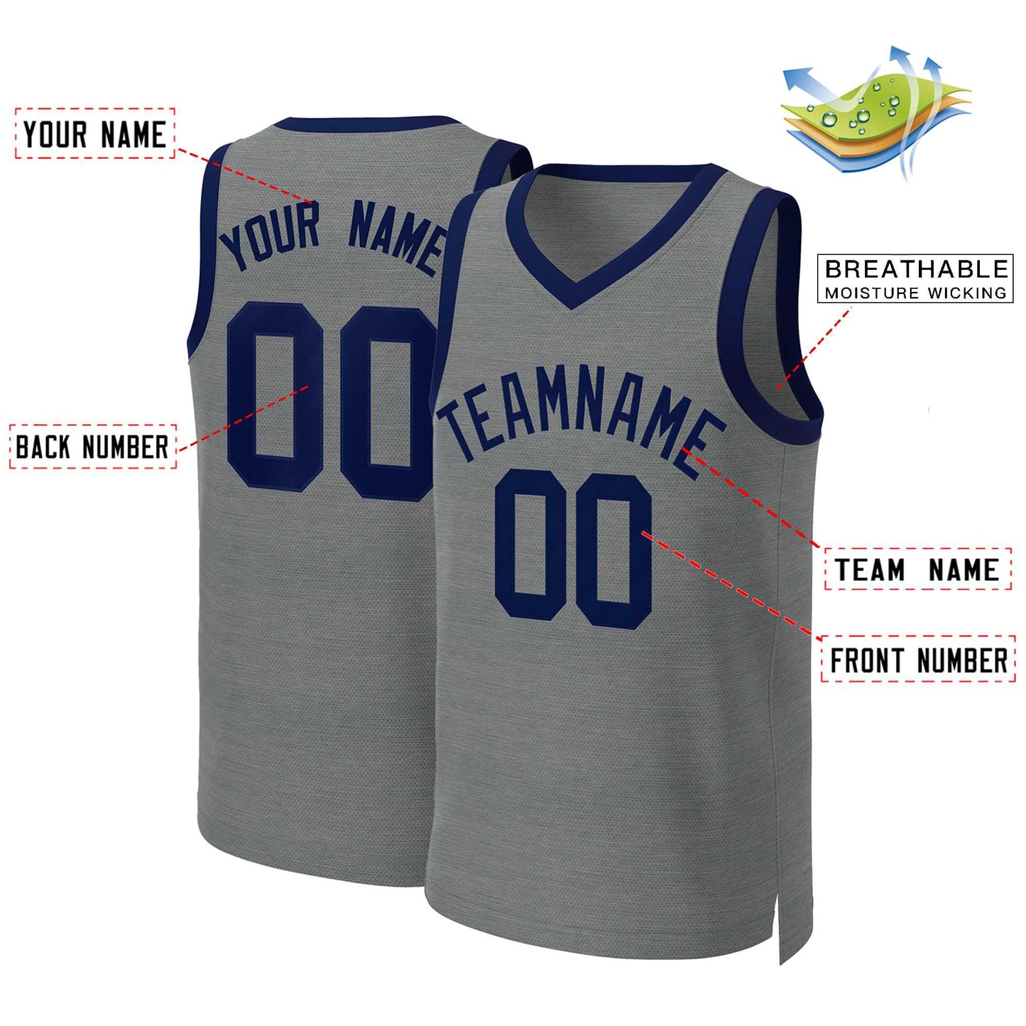 Custom Dark Gray Navy Classic Tops Basketball Jersey Limited