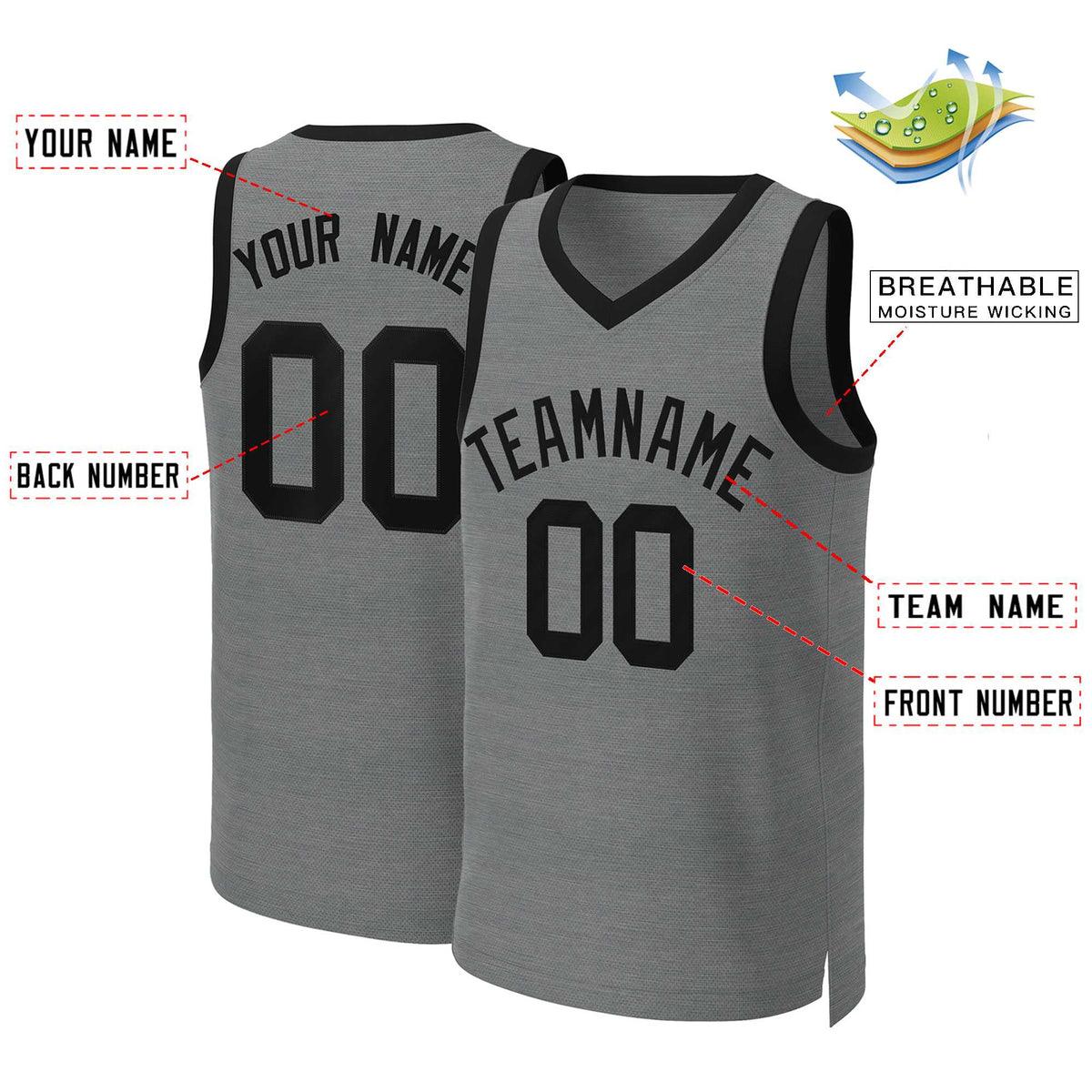 Custom Dark Gray Black Classic Tops Basketball Jersey Limited