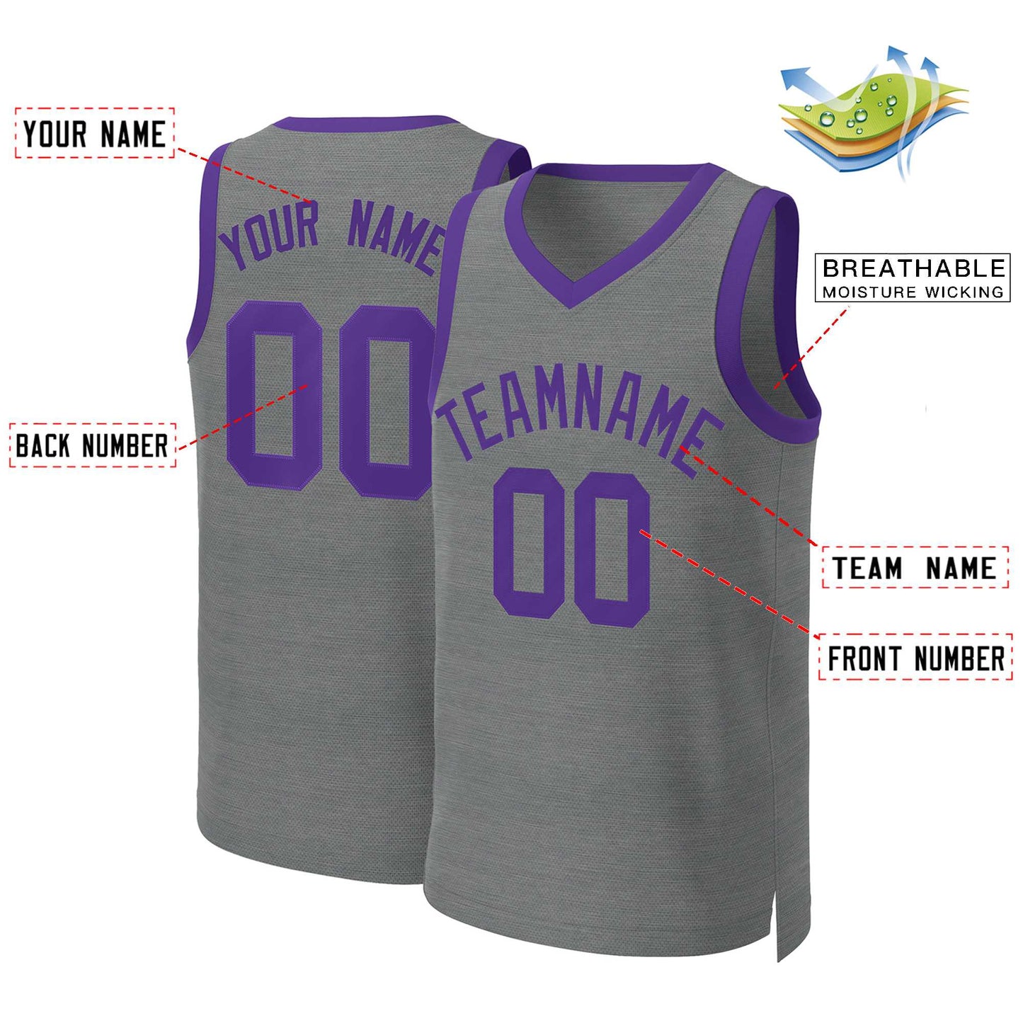 Custom Dark Gray Purple Classic Tops Basketball Jersey Limited