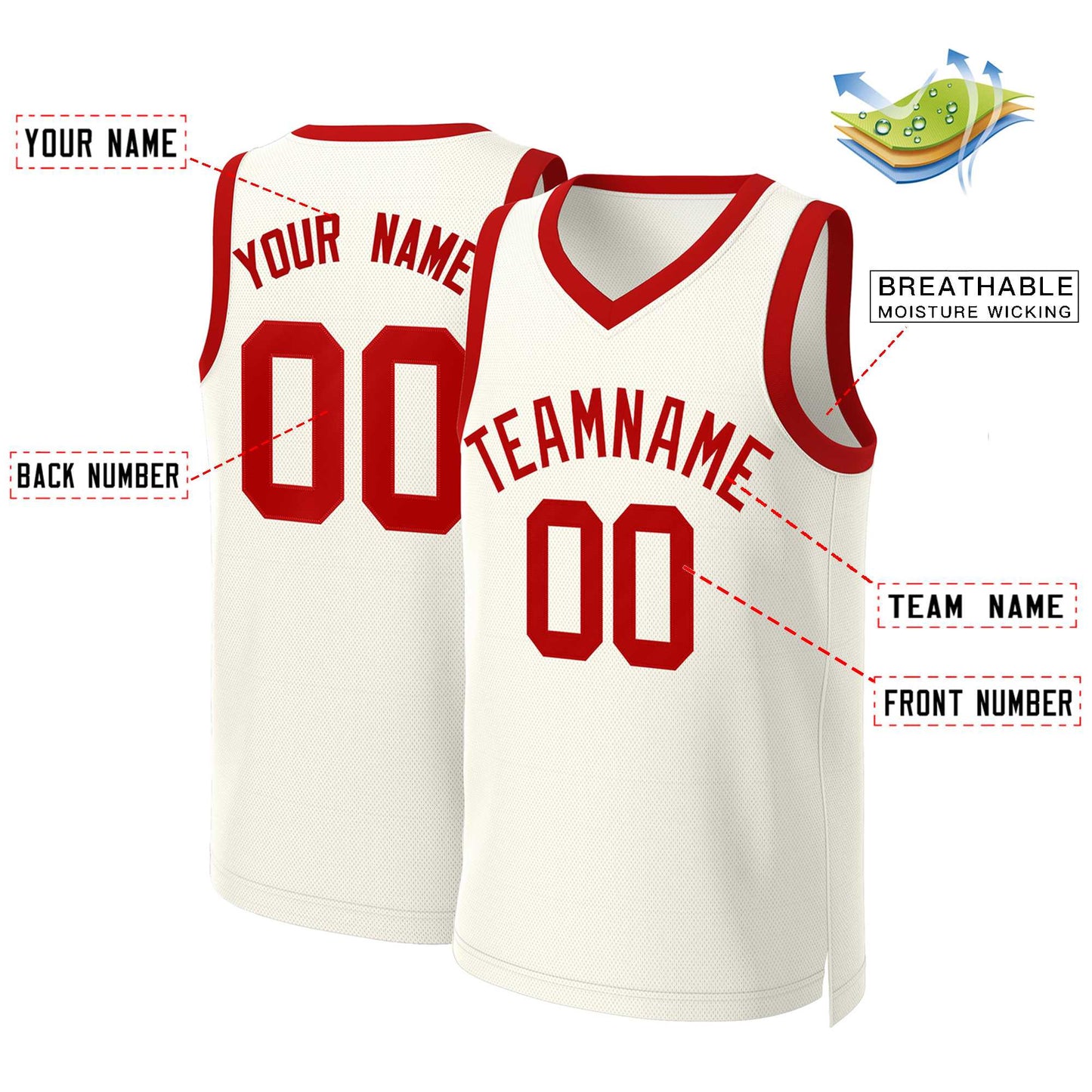 Custom Khaki Red Classic Tops Basketball Jersey Limited