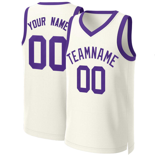 Custom Khaki Purple Classic Tops Basketball Jersey
