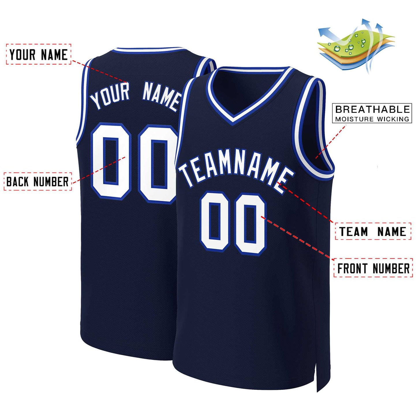 Custom Navy White-Royal Classic Tops Basketball Jersey Limited