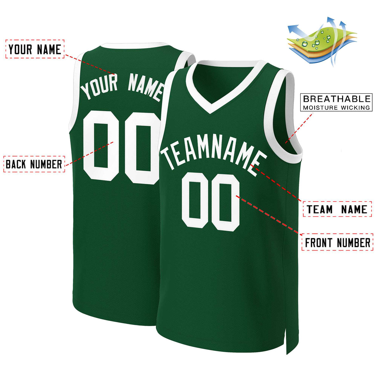 Custom Green White Classic Tops Basketball Jersey Limited