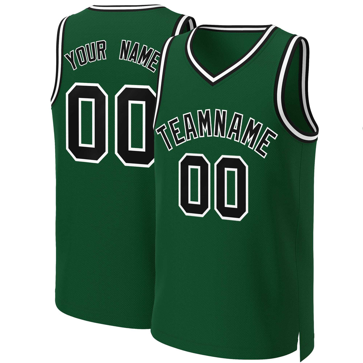 Custom Green Black-White Classic Tops Basketball Jersey