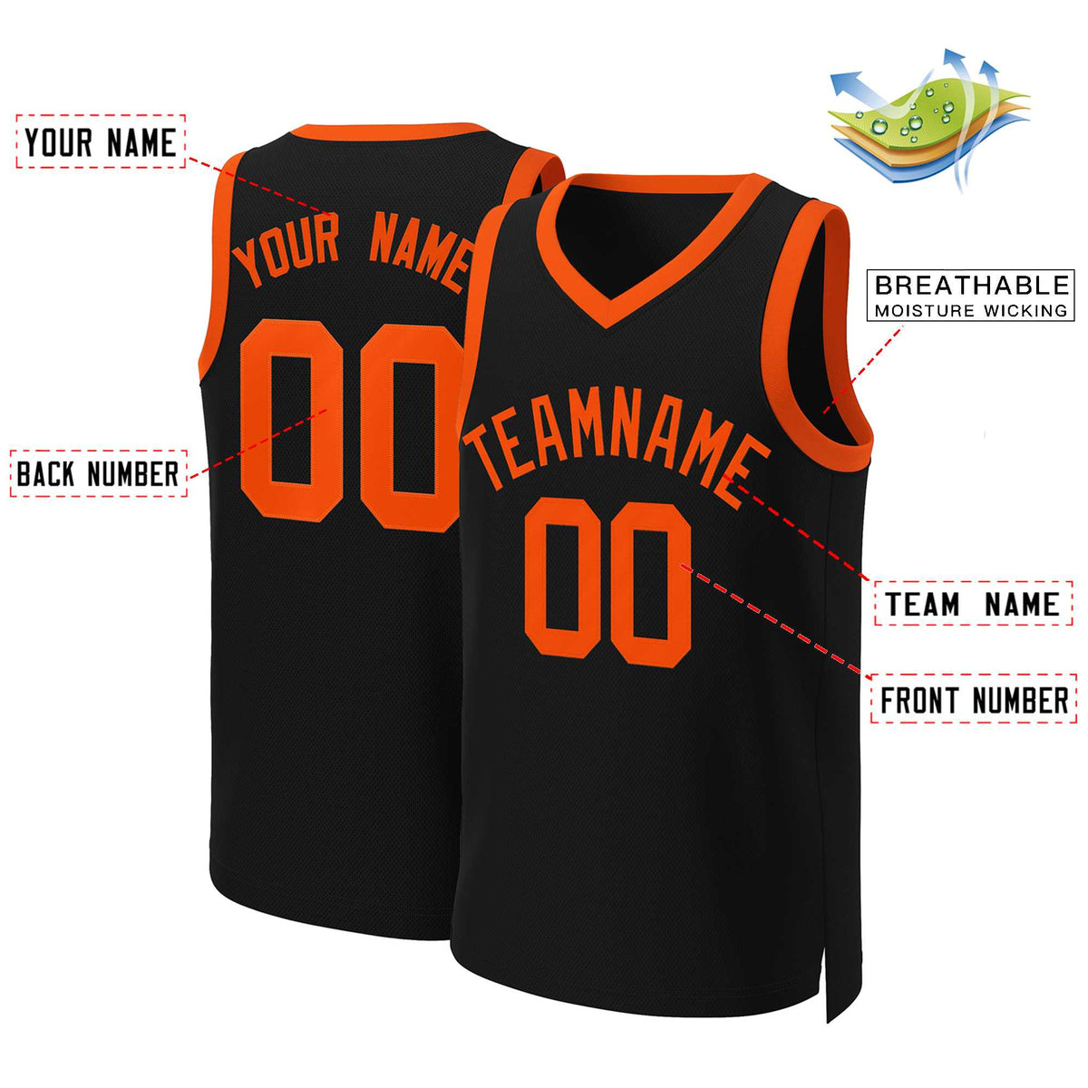 Custom Black Orange Classic Tops Basketball Jersey Limited