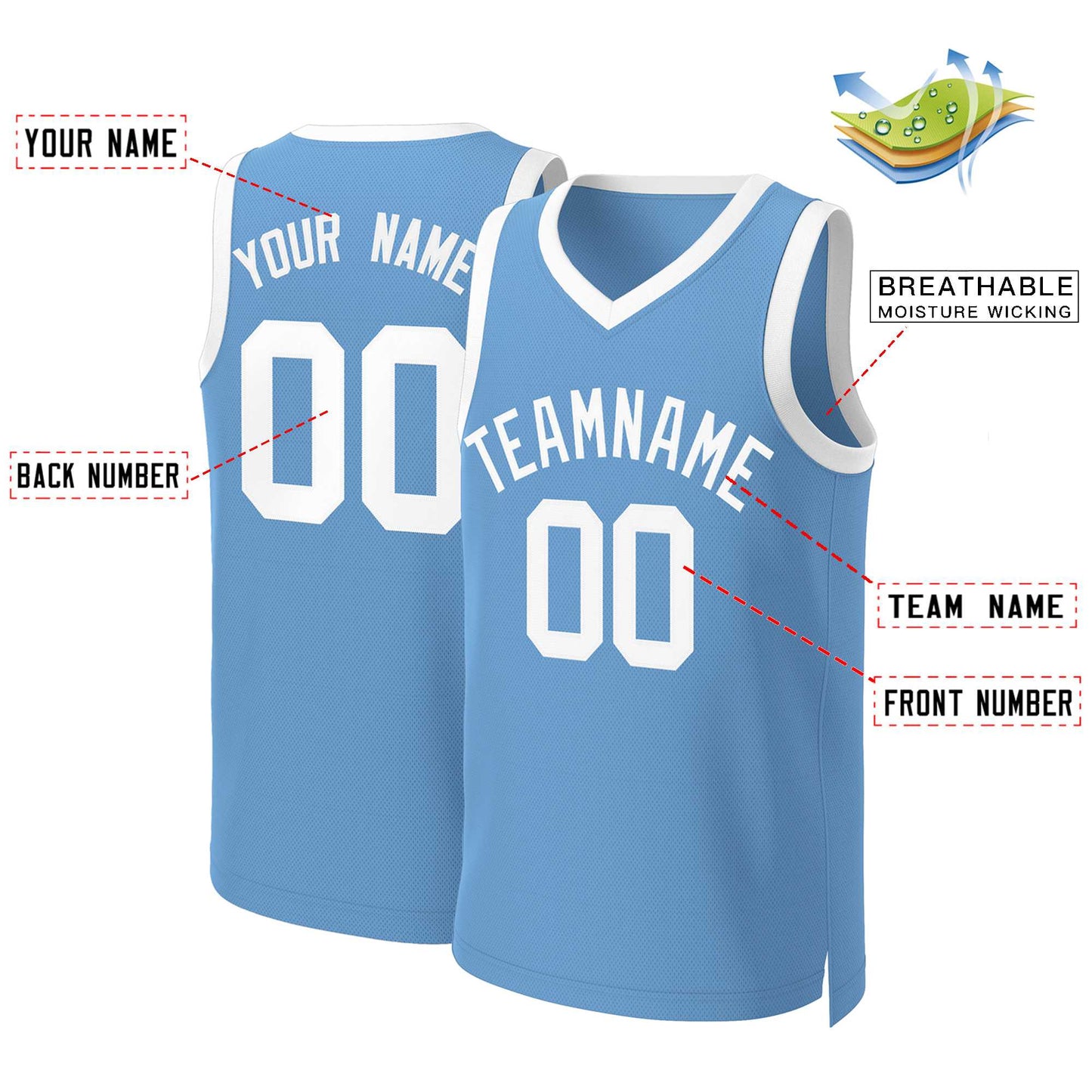 Custom Light Blue White Classic Tops Basketball Jersey Limited