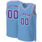 Custom Light Blue Purple-White Classic Tops Basketball Jersey