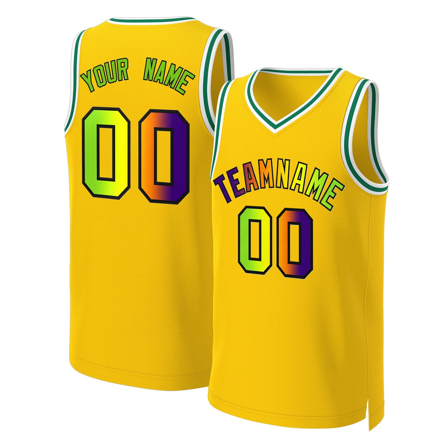 Custom Yellow Purple-Black Classic Gradient Fashion Tops Basketball Jersey