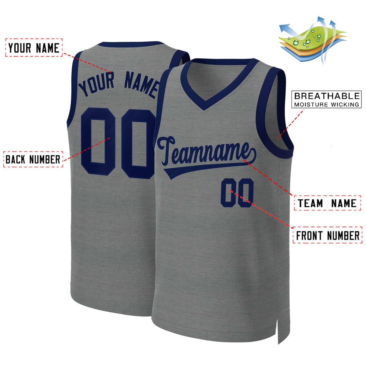 Custom Dark Gray Navy Classic Tops Basketball Jersey Limited