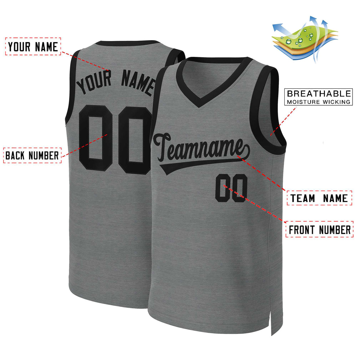 Custom Dark Gray Black Classic Tops Basketball Jersey Limited