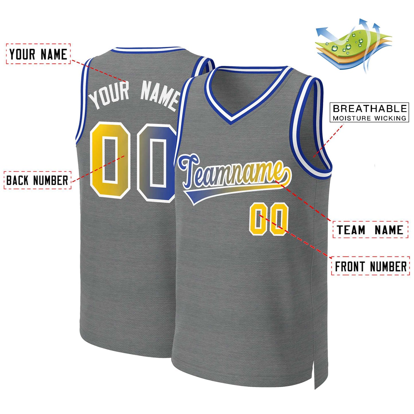 Custom Dark Gray Royal-White Classic Gradient Fashion Tops Basketball Jersey Limited