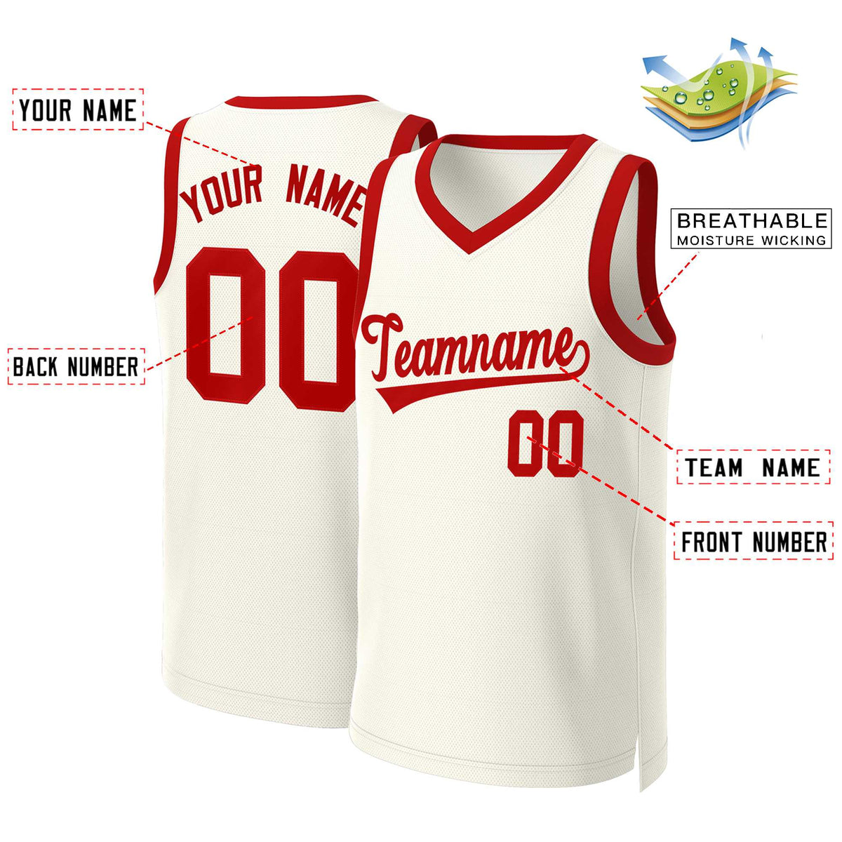 Custom Khaki Red Classic Tops Basketball Jersey Limited