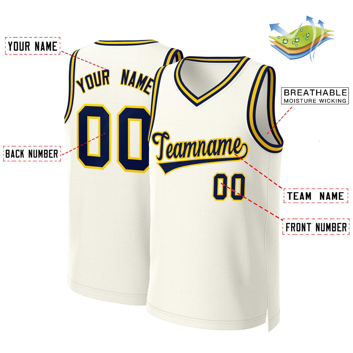 Custom Khaki Navy-Yellow Classic Tops Basketball Jersey Limited