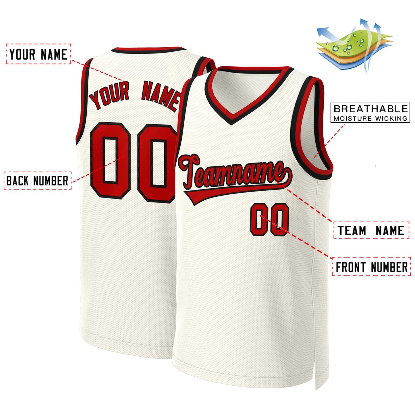 Custom Khaki Red-Black Classic Tops Basketball Jersey Limited