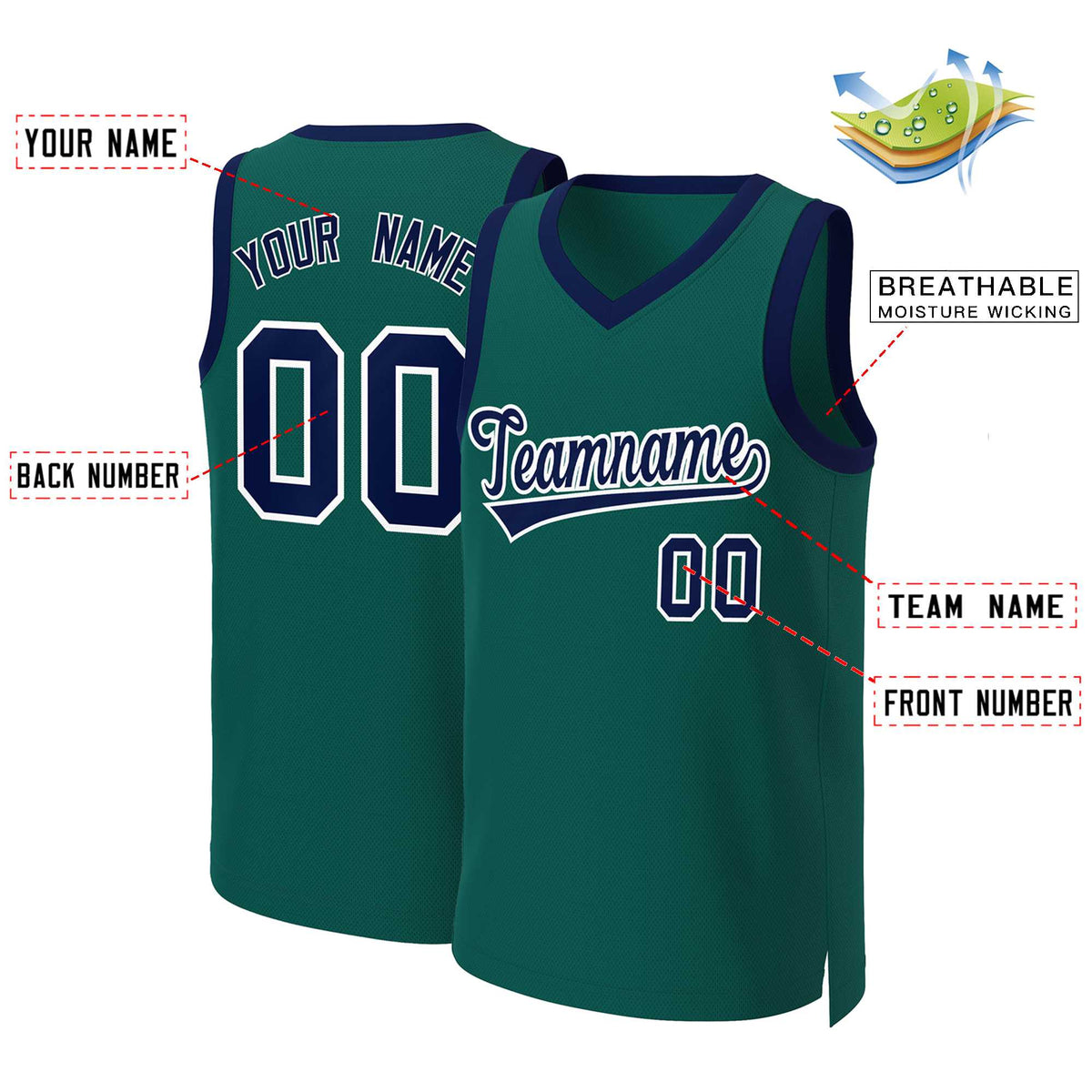 Custom Aqua Navy-White Classic Tops Basketball Jersey Limited
