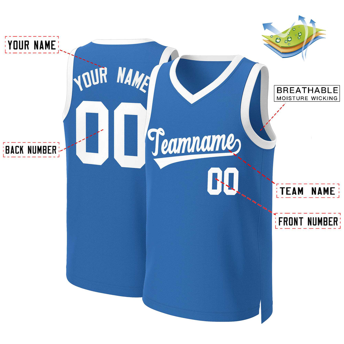 Custom Blue White Classic Tops Basketball Jersey Limited