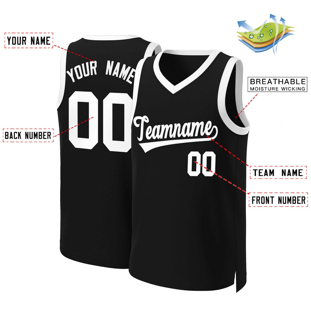 Custom Black White Classic Tops Basketball Jersey Limited