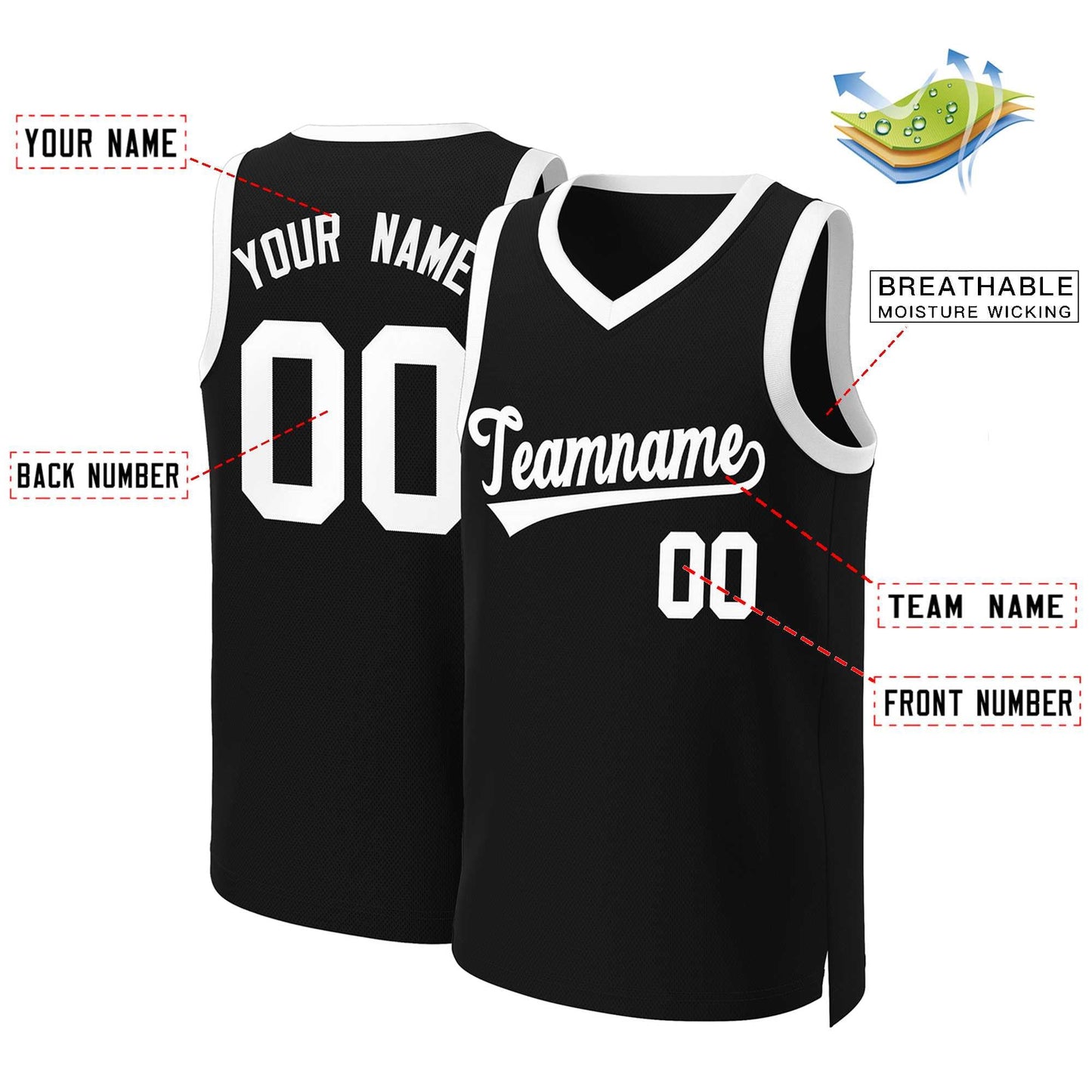 Custom Black White Classic Tops Basketball Jersey Limited